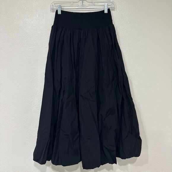 NWT Madewell Poplin Smocked Bubble Midi Skirt True Black Size XXS - Picture 5 of 8
